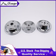2 Groove Chrome Steel Long Water Pump Pulley Kit Fits For Sbc Small Block Chevy