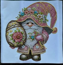 10x10” Beaded Art, Beautiful Pink Gnome Finished Diamond Painting Home Decor
