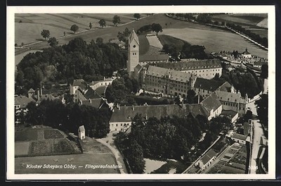 Scheyern, aerial photo of Scheyern monastery, postcard 1932 