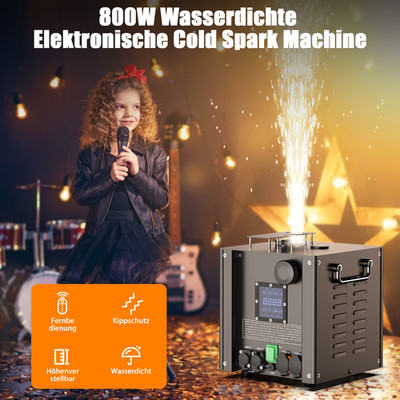 2Stk 800W Cold Spark Maschine DMX Funkenmaschine IP23 Wasserdichte + FlightCase