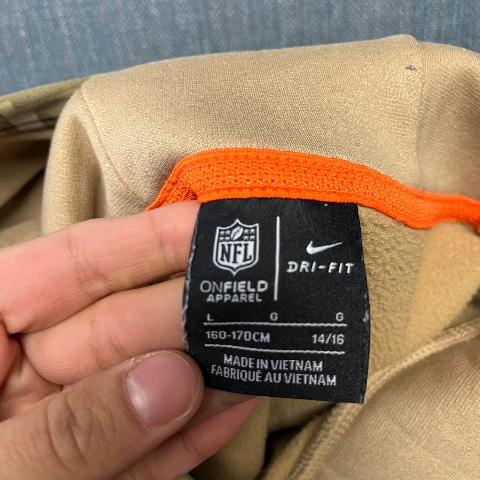 Nike NFL On-Field Green Bay Packers Boy's Hoodie L 14/16 Tan Salute to Service thumbnail 14