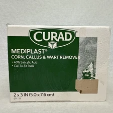 Curad Mediplast Pads Corn Callus Wart Remover 40% Salicylic Acid 2" x 3" 25ct