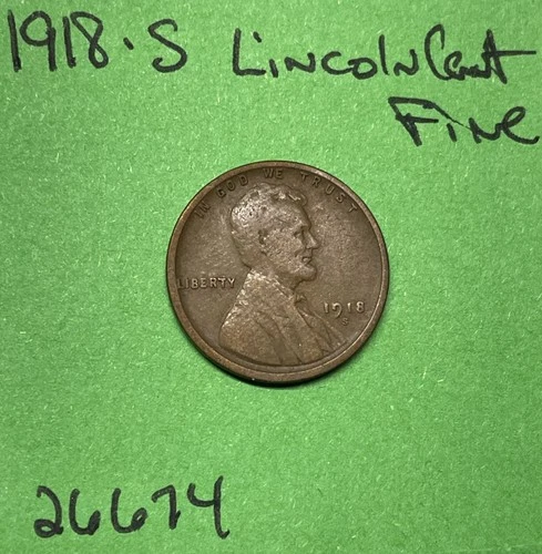 1918-S Lincoln Wheat Cent /Penny 1c Fine