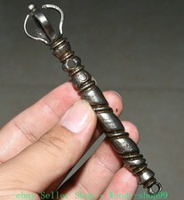 5" Old Tibetan Temple Sky Iron Phurba Dagger Holder Statue Amulet Pendant