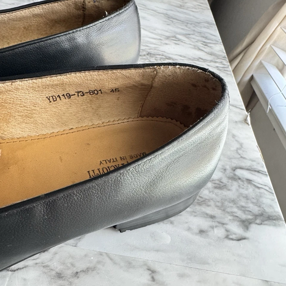 Mocasín Cesare Paciotti Hombre Cuero Negro Talla 12 EU 45 Daga Dorada Hecho en Italia Foto 3 de 4