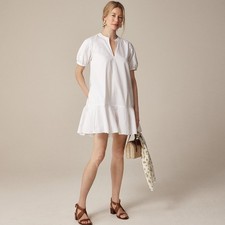 NWT!! J. CREW Delilah Dress Cotton Poplin Solid White Mini Ruffle Preppy 2X