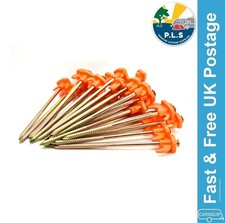 50 x PLS Rock Tent Pegs Hi-Viz Orange Top Heavy Duty Hard Ground Awning Camping