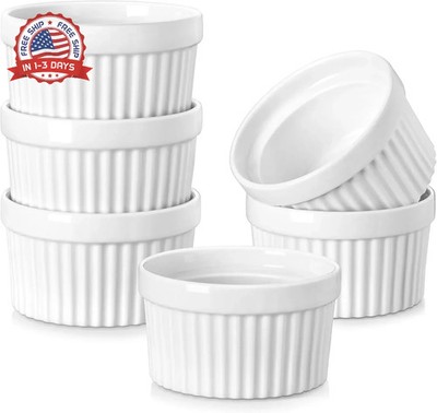 MALACASA Ramekins 6 oz Oven Safe, Porcelain Creme Brulee Ramekins Pudding Custar