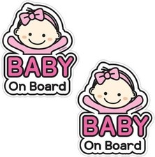 Baby on Board Car Sticker - Cartoon Design, Ref Color: Basic Girl  Basic Girl