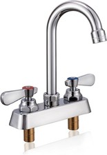 Utility Sink Faucet 4" Deck Mount Brass Commercial Faucet W/ 3-1/2" Gooseneck