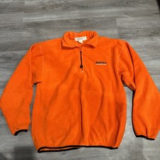 Vintage 90s Nautica Competition Sweatshirt Mens L 1/4 Zip Pullover Fleece Orange