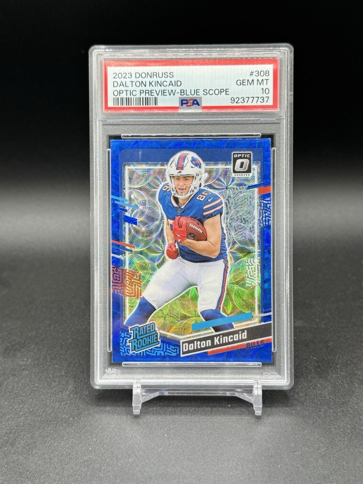2023 Donruss Optic Preview Blue Scope Dalton Kincaid RC PSA 10 Bills