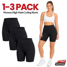 1-3 Pack Womens High Waist Cycling Shorts Sports Gym Yoga Fitness Pants UK 8-22