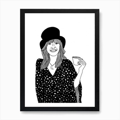 Stevie Nicks trinkt Tee Kunstdruck gerahmt Wandbild Poster Leinwanddruck Bild