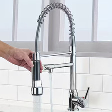 Chrome Commercial Kitchen Sink Faucet Pull Down Swivel Mixer Tap Single Handle