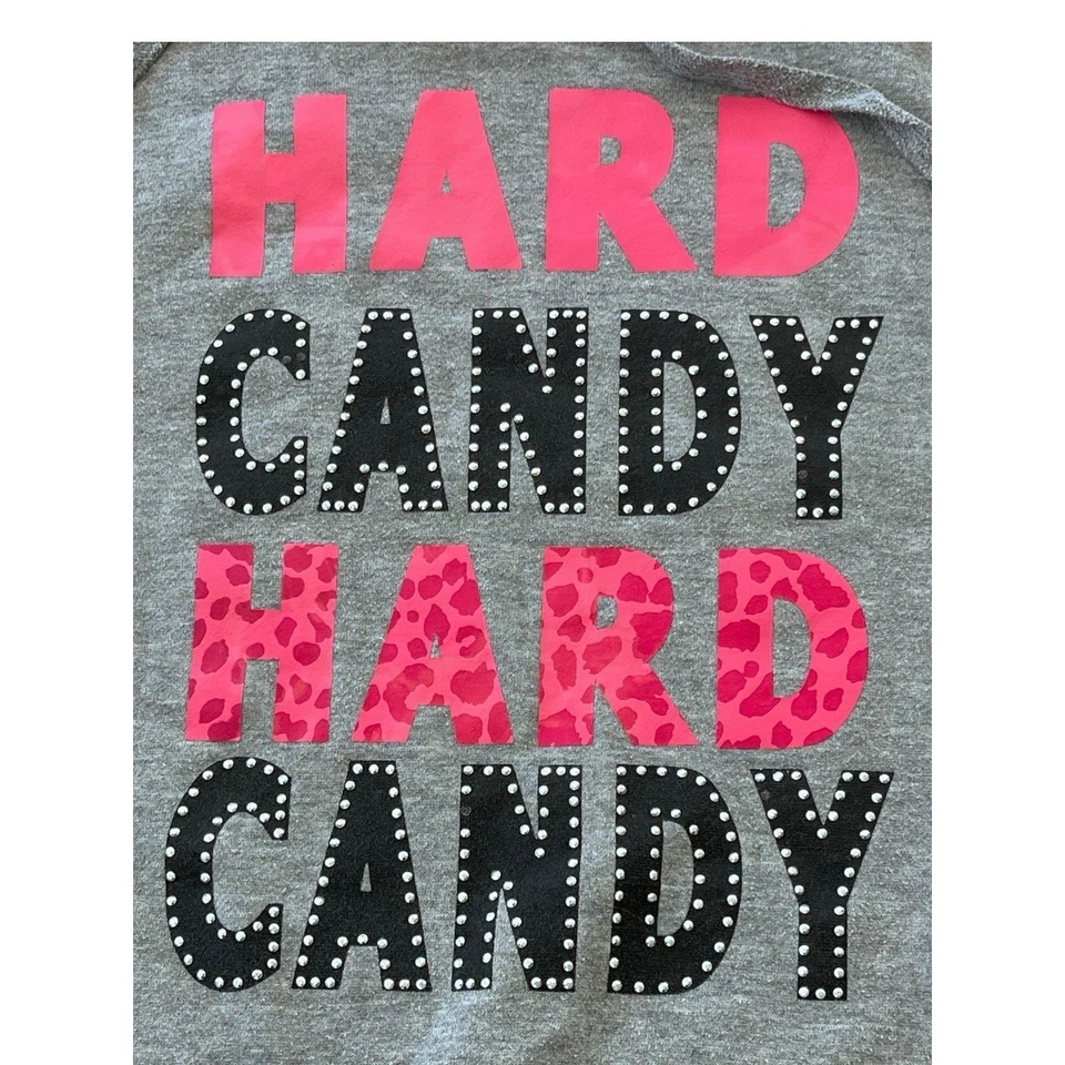 Sudaderas grises con capucha estampado de leopardo caramelo duro Y2K de colección talla XL vanguardista Foto 3 de 4