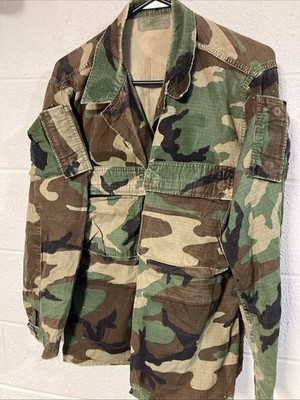 US Army BDU Jacket Woodland Camouflage Size Medium Regular Pockets Altered