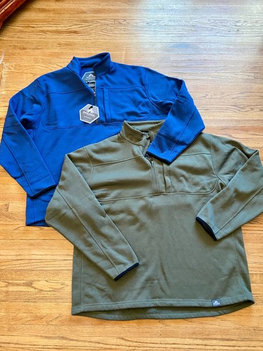 (2) Pnuma Outdoors Durango Fleece Pullover Army Green Blue  1/4 Zip Soft Warm