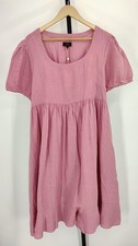 Quince Women European Linen Maternity Short Sleeve Midi Dress Mauve Mist XL