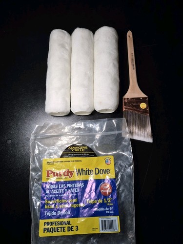 Purdy 3in Brush And 3 Purdy White Dove  9in Rollers, Never Used