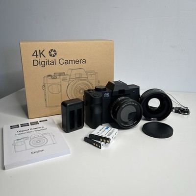 Digital Camera 4K 48MP W/ WiFi Macro & Wide Angle Lens for Photography Beginner