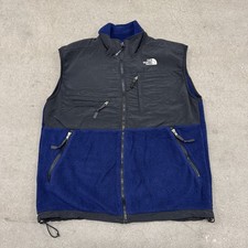 The North Face Sleeveless Denali Black Navy Blue Zip Up Vest Large Gorpcore