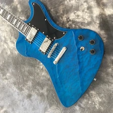 Electric Guitar Blue 6 String Solid Body Rosewood Fretboard Mahogany Body