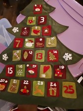 Felt Christmas Tree Advent Calendar 22" Pockets Hanging Vintage