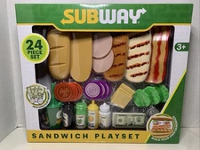Subway Pretend Play Food Sandwich Maker Playset-24 Pieces+ Pretend Money