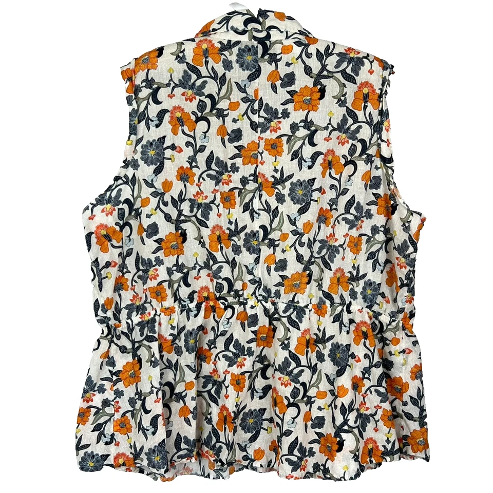 Blusa Top Lane Bryant Para Mujer Talla Grande 24 Floral Sin Mangas Lino Peplum Foto 2 de 4