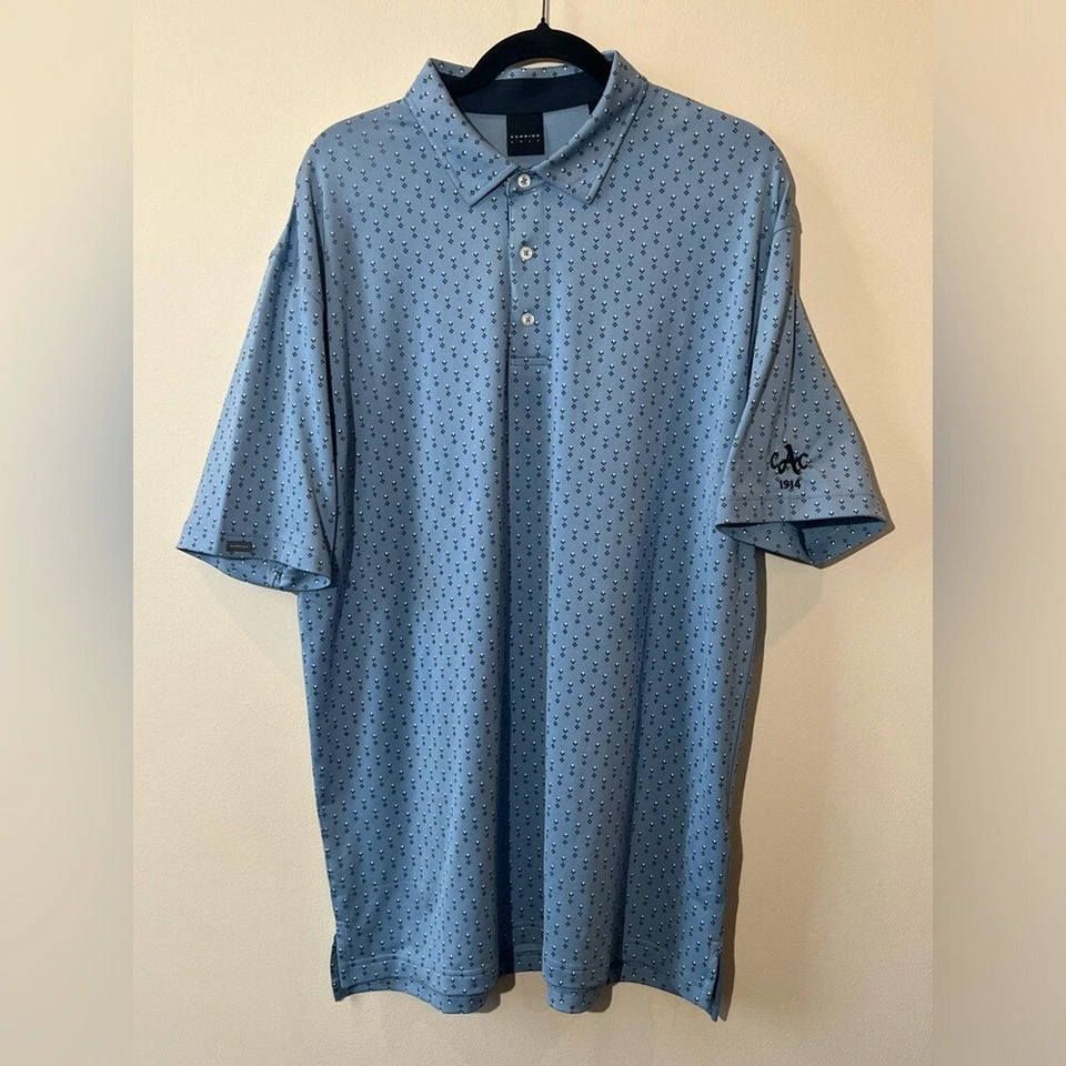 Dunning Golf Polo Performance Para Hombre XL Azul Estampado Camisa Manga Corta Verano Foto 2 de 4