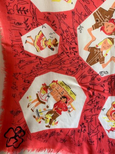 Vintage Girl Scouts of USA Red 23" Rayon Square Brownie Bandana-Scarf ESTATE - Picture 4 of 8