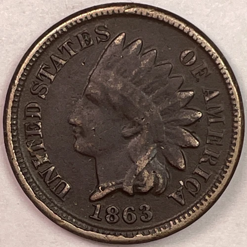 1863 Indian Head Cent Extremely Fine XF Coin, Corrosion #16413