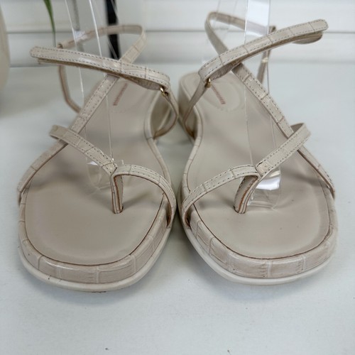 Anthropologie Marina sandali donna con cinturino in pelle goffrata croc marrone taglia 8 - Foto 4 di 9