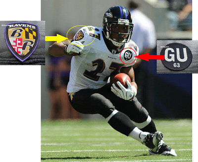 Baltimore Ravens Gene Upshaw GU 63 Memorial + Shield Logo Patch Sew On Jersey