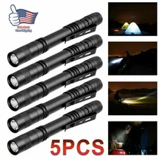 5PCS LED Flashlight Clip Mini Light Penlight Pen Torch Lamp Portable NEW
