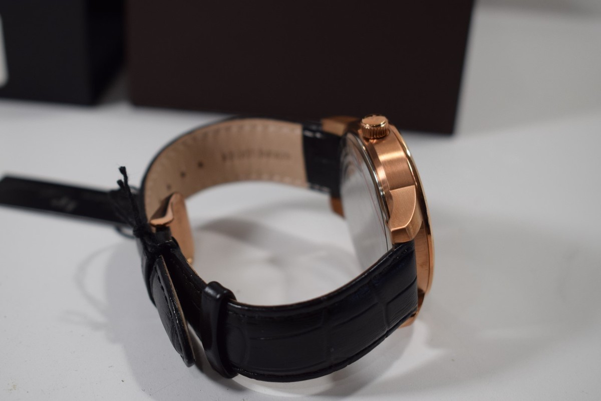 Lucien Piccard Men's Pizzo Watch Black Genuine Leather 10046-RG-01