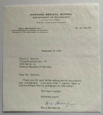 Baruj Benacerraf  - Nobelpreis Medizin  1980 -  original Autogramm