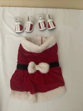 Dog Santa Costume Size Small Mrs. Claus With 4 Shoes