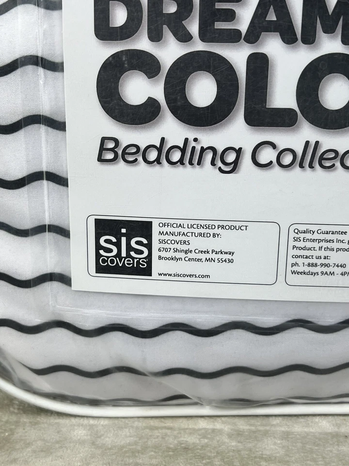 Juego completo de sábanas Crayola Dream en color regaliz a rayas serpentinas negro blanco NUEVO Foto 2 de 4