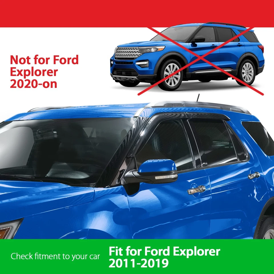 Parasoles de lluvia protectores de viento para Ford Explorer 2011-2019 irrompibles Foto 3 de 4