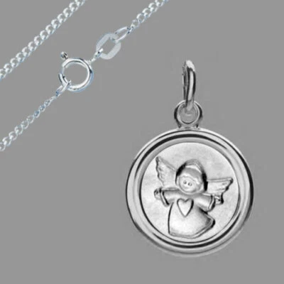 SILBERPOINT Gravur Platte mit Schutzengelherz-925er Sterling Silber- Kette & Gravur