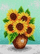 Orchidea Needlepoint canvas for halfstitch without yarn Sunflowers in a Brown...