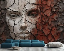 Artistic Woman Face on Texture Wallpaper Mural Removeable Washable Peel & Stick