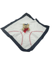 Bearington Baby Collection Baseball Bear Plush Satin Lovey Security Blanket