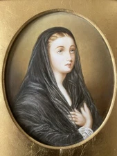 Antique Portrait on Porcelain Lady Edward FitzGerald Irish Mary Magdalene? KPM?
