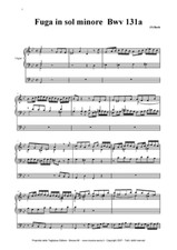 BACH J.S. - BWV 131a - Fuga in sol min - For Organ - PDF WILL BE SENT BY EMAIL