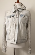 Mudd Women's Fleece Sleeve And Hood Denim Jacket Size Xl
