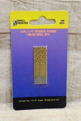 Drill Master 10-Piece 1/16'' Titanium Nitride Coated Drill Bits -New