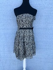 SALE @ AMERICAN RAG Off Shoulder Black White Gauzy Dress SEXY Juniors L ❤️ tb9j1